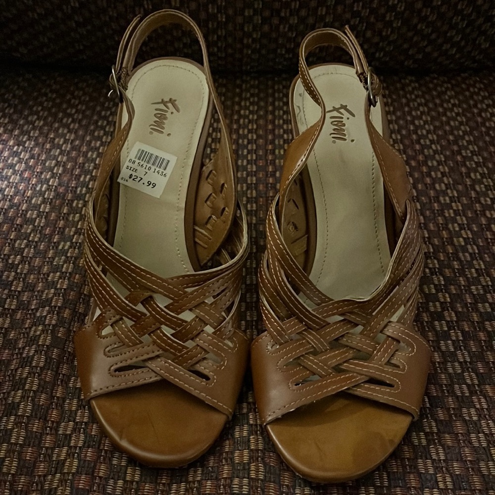 Brown high heel strappy sandals
